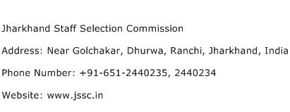 Jharkhand Staff Selection Commission Address Contact Number