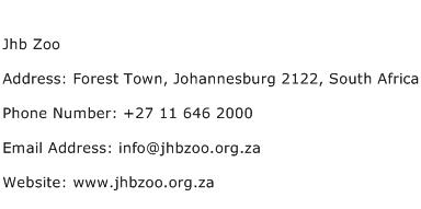 Jhb Zoo Address Contact Number