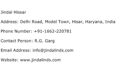 Jindal Hissar Address Contact Number