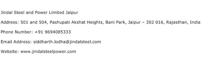 Jindal Steel and Power Limited Jaipur Address Contact Number