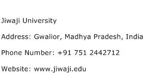 Jiwaji University Address Contact Number