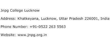 Jnpg College Lucknow Address Contact Number