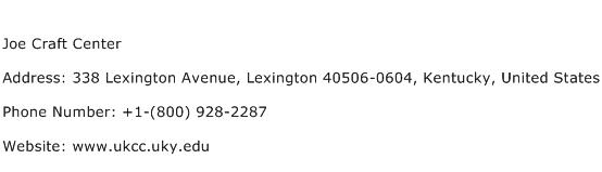 Joe Craft Center Address Contact Number