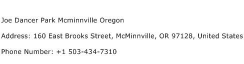 Joe Dancer Park Mcminnville Oregon Address Contact Number