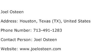 Joel Osteen Address Contact Number