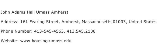 John Adams Hall Umass Amherst Address Contact Number