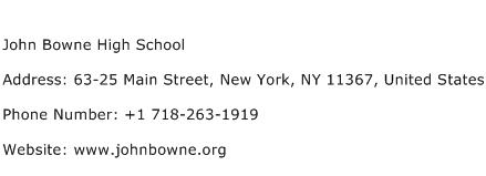 John Bowne High School Address Contact Number