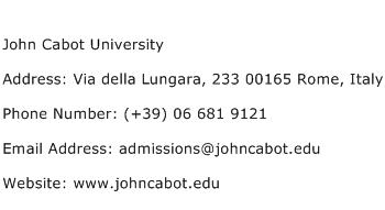 John Cabot University Address Contact Number