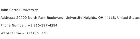 John Carroll University Address Contact Number