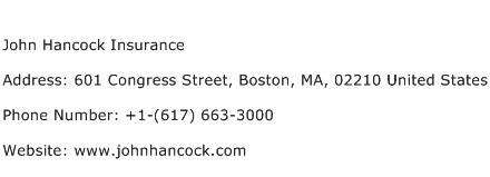 John Hancock Insurance Address Contact Number