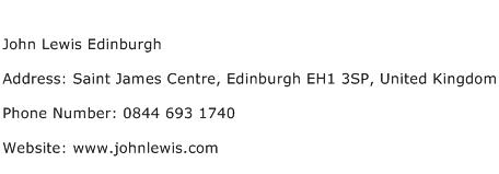 John Lewis Edinburgh Address Contact Number