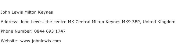 John Lewis Milton Keynes Address Contact Number