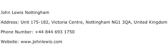 John Lewis Nottingham Address Contact Number