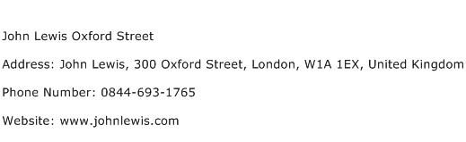 John Lewis Oxford Street Address Contact Number