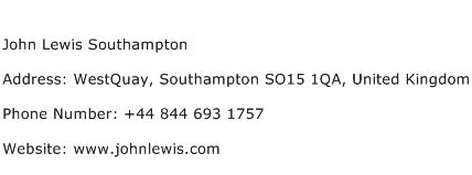 John Lewis Southampton Address Contact Number