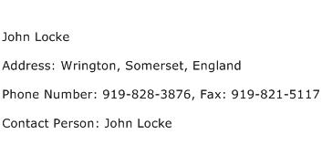 John Locke Address Contact Number
