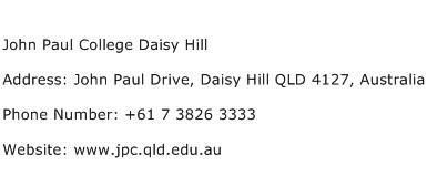 John Paul College Daisy Hill Address Contact Number