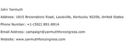 John Yarmuth Address Contact Number