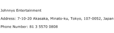 Johnnys Entertainment Address Contact Number