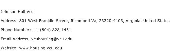 Johnson Hall Vcu Address Contact Number