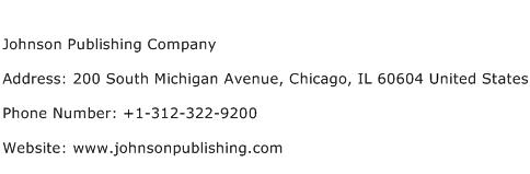 Johnson Publishing Company Address Contact Number