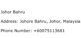 Johor Bahru Address Contact Number