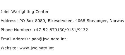 Joint Warfighting Center Address Contact Number