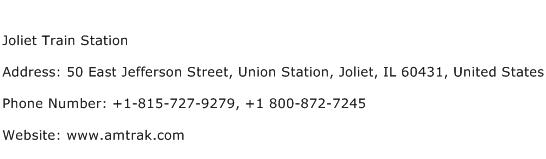 Joliet Train Station Address Contact Number