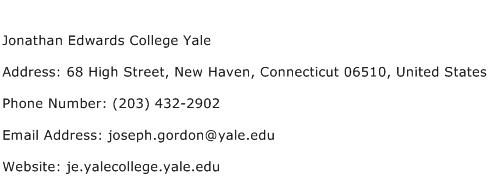 Jonathan Edwards College Yale Address Contact Number