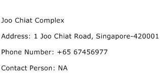 Joo Chiat Complex Address Contact Number