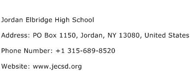 Jordan Elbridge High School Address Contact Number