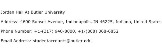 Jordan Hall At Butler University Address Contact Number