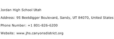 Jordan High School Utah Address Contact Number