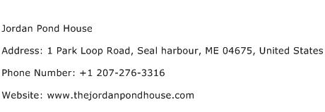 Jordan Pond House Address Contact Number