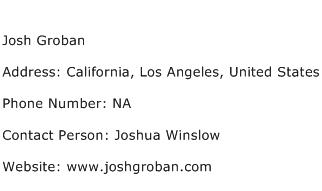 Josh Groban Address Contact Number