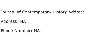 Journal of Contemporary History Address Address Contact Number