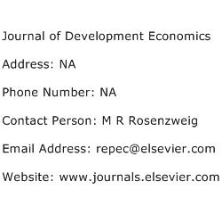 Journal of Development Economics Address Contact Number