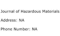 Journal of Hazardous Materials Address Contact Number