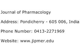 Journal of Pharmacology Address Contact Number