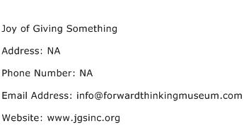 Joy of Giving Something Address Contact Number