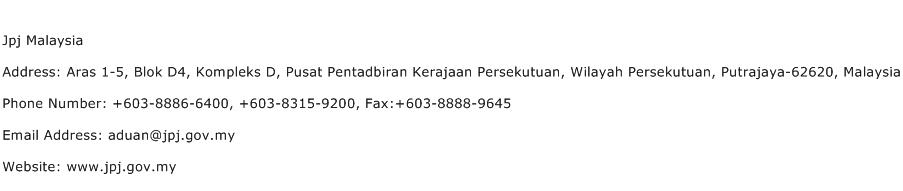 Jpj Malaysia Address Contact Number