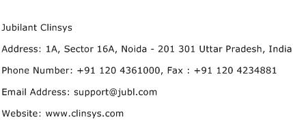 Jubilant Clinsys Address Contact Number