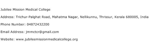 Jubilee Mission Medical College Address Contact Number