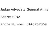 Judge Advocate General Army Address Contact Number