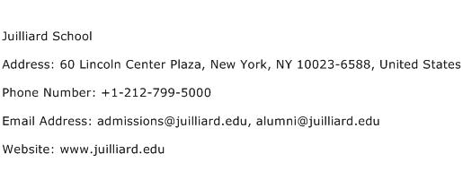 Juilliard School Address Contact Number