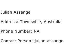 Julian Assange Address Contact Number