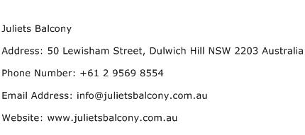 Juliets Balcony Address Contact Number