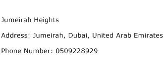 Jumeirah Heights Address Contact Number