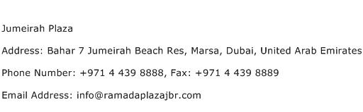 Jumeirah Plaza Address Contact Number