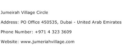 Jumeirah Village Circle Address Contact Number